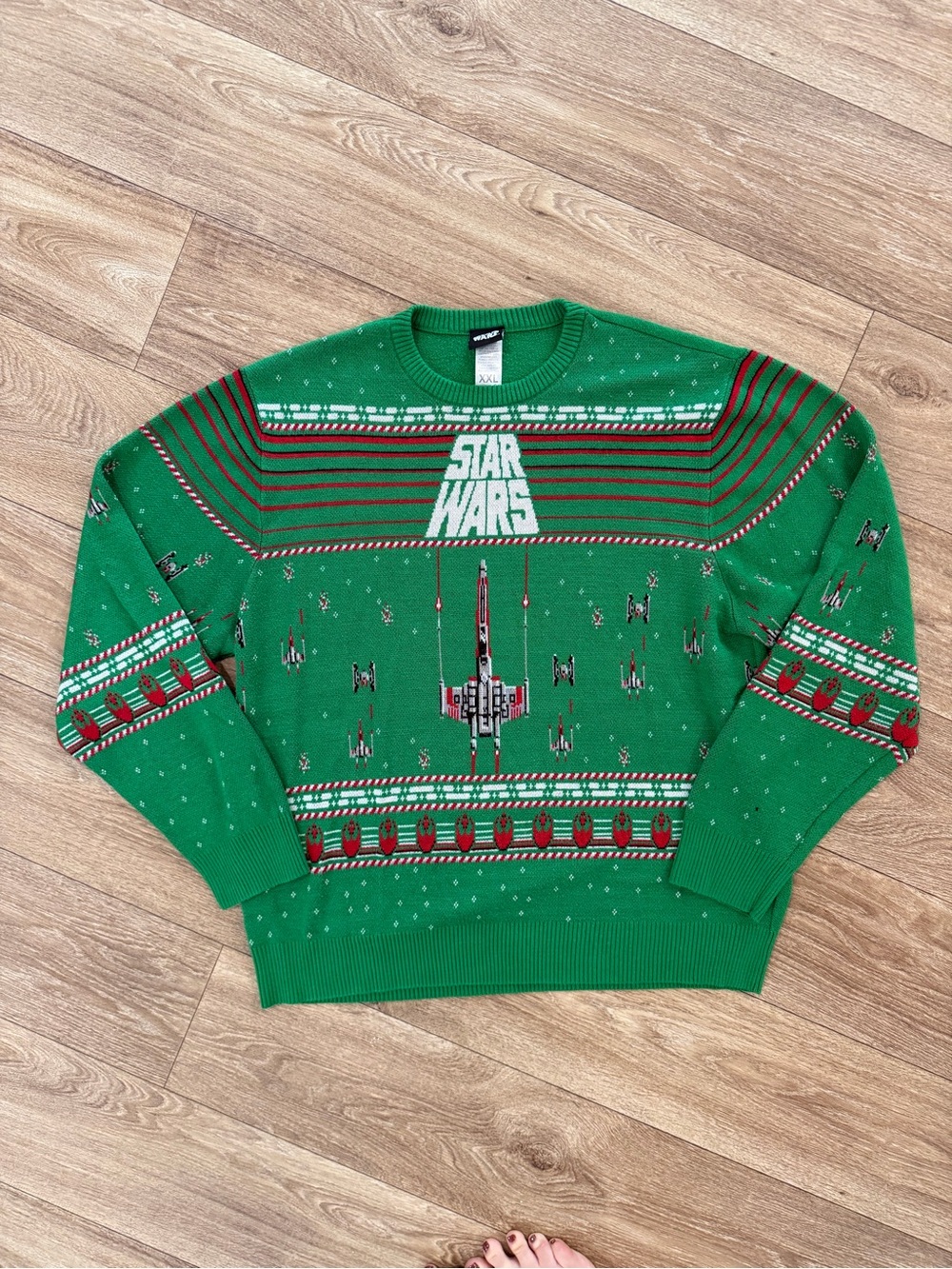 Star Wars Men’s Ugly Christmas Sweater X-Wing TIE Fighter Green Size XXL